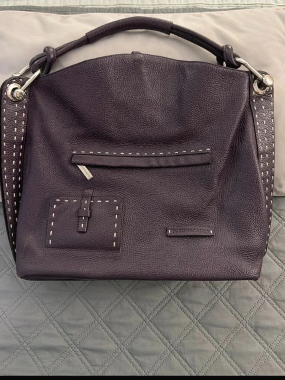 BCBGMaxAzria Deep Plum Leather Shoulder Bag